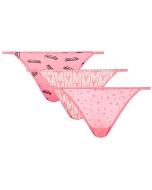 Moschino Logo-Print Thongs (Pack Of Three) - Pink