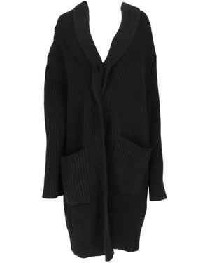 Isaia Ribbed-Knit Shawl-Lapel Coat - Black