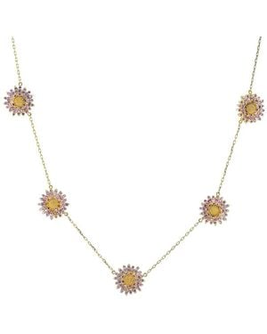 Tanya Farah 18K Daisy Sapphire Necklace - Metallic