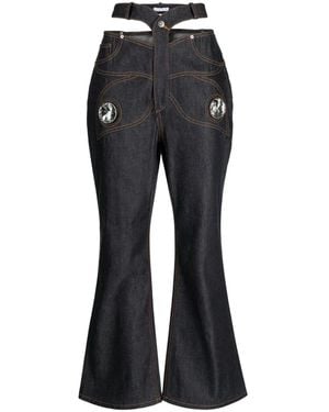 Area Butterfly Cut-out Flared Jeans - Black