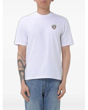 Blauer Logo-Patch Cotton T-Shirt - White