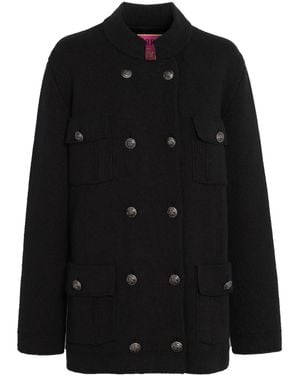 Barrie Double-Breasted Military Coat - Black