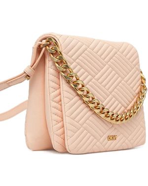DKNY Quilted Chain-Link Leather Cross Body Bag - Natural