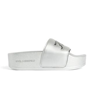 KARL LAGERFELD Kondo Maxi Logo-Embossed Slides - White