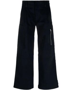 Ami Paris Wide-leg Cotton Trousers - Blue