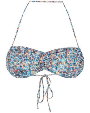 Sian Swimwear Halle Tweed-Print Bikini Top - Blue