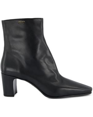 Prada Leather Booties - Black
