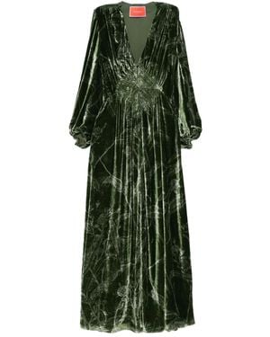 La DoubleJ V-Neck Velvet Dress - Green