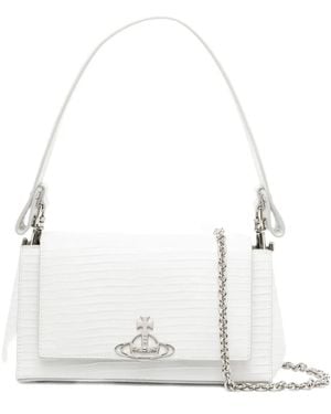Vivienne Westwood Mittelgroße Schultertasche mit Haselnussbraun - Weiß