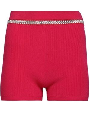 Rabanne Crystal-Embellished Ribbed Shorts - Red