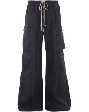 Rick Owens Drawstring Wide-Leg Cargo Trousers - Blue