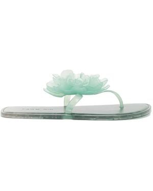 FARM Rio Floral-Embellished Flip Flops - Green
