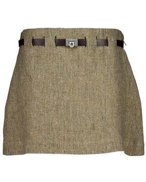 Ferragamo Minifalda Con Cinturón - Verde