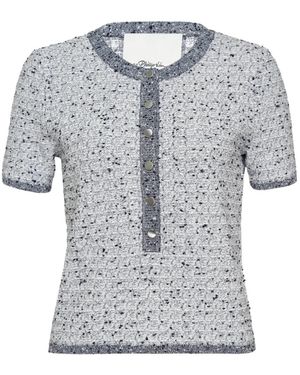 3.1 Phillip Lim Bouclé-Knit Short-Sleeve Sweater - Gray