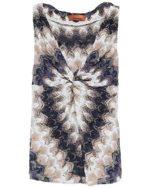 Missoni Chevron-Pattern Twist-Detail Top - Grey