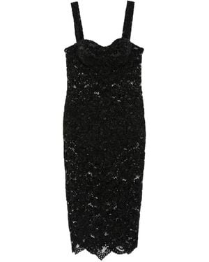 Mazzei Vestido Midi Con Encaje Y Escote En Forma De Corazón - Negro