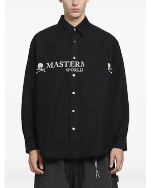MASTERMIND WORLD Logo-Print Cotton Oxford Shirt - Black