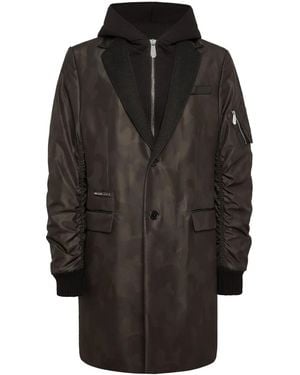 Philipp Plein Layered Camouflage-Pattern Coat - Black