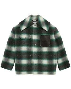 Balenciaga Cocoon Check-Pattern Wool Coat - Green