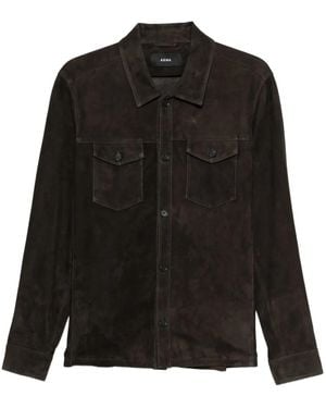 Arma Suede-Leather Shirt - Black