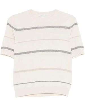 Peserico Stripe-Pattern T-Shirt - White