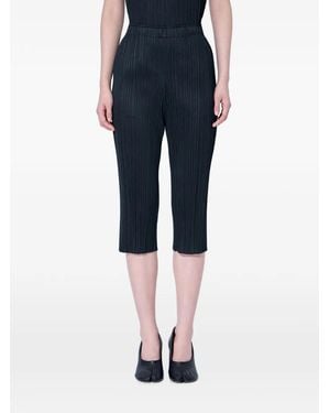 Pleats Please Issey Miyake Pleated Cropped Pants - Blue