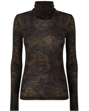 Pinko Floral-Print Roll-Neck Top - Black