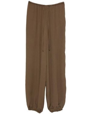 forte_forte Drawstring-Waist Elasticated-Hem Trousers - Brown