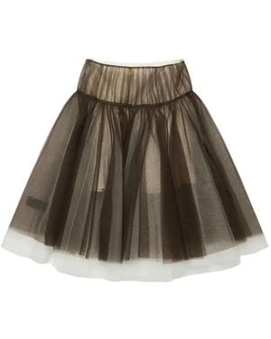 Renaissance Renaissance Downtown Tulle-Layered Mini Skirt - Brown