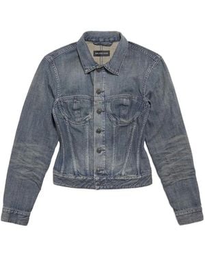 Balenciaga Corset-Style Denim Jacket - Blue