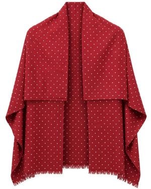 Benetton Polka-Dot Frayed Scarf - Red
