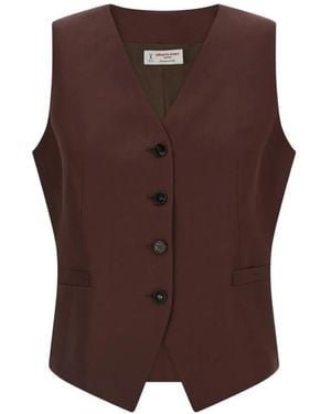Alberto Biani V-Neck Button Vest - Brown