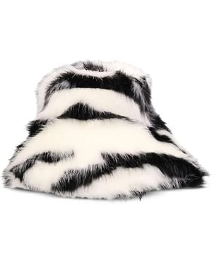 The Attico Fischerhut aus Faux Fur mit Zebramuster - Schwarz