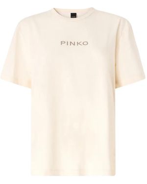 Pinko Logo-Print Rhinestone-Embellished T-Shirt - White