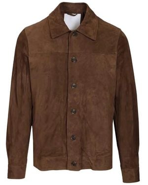 Blusotto Button Suede Overshirt - Brown