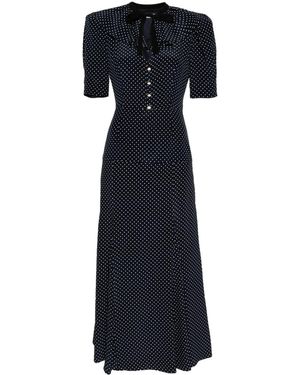 Alessandra Rich Maxi abito a pois - Blu