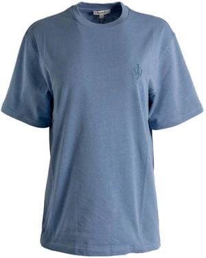 JW Anderson Logo-Embroidered Short-Sleeve T-Shirt - Blue