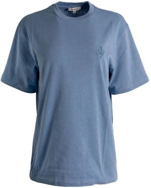 JW Anderson Logo-Embroidered Short-Sleeve T-Shirt - Blue