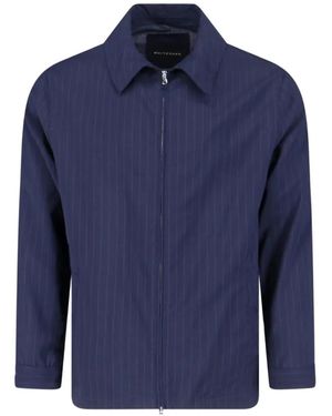 White Sand Pinstripe Zip Jacket - Blue