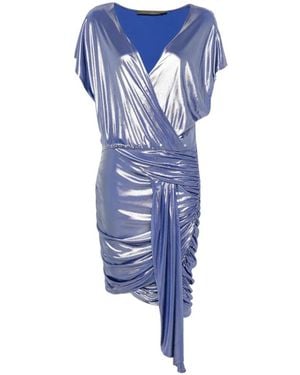SIMONA CORSELLINI Metallic-Finish Ruched Mini Dress - Blue
