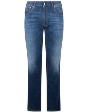 Moorer Faded Five-Pocket Jeans - Blue