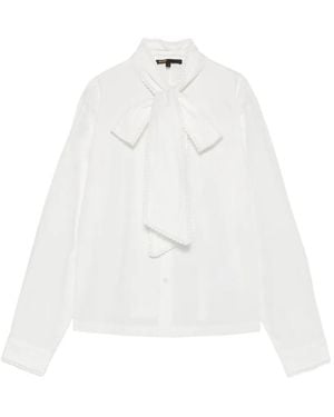 Maje Pussy-Bow-Collar Shirt - White