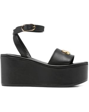 Sergio Rossi Logo Ankle Strap Sandals - Black