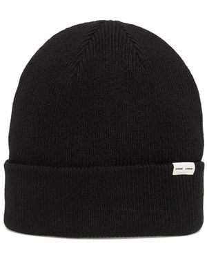 Samsøe & Samsøe Logo-Patch Ribbed Beanie - Black