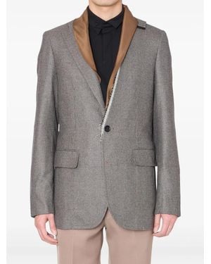 Kolor Houndstooth Frayed-Edge Blazer - Grey