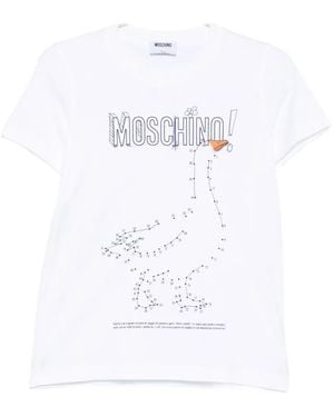 Moschino Short-Sleeve Goose-Print T-Shirt - White