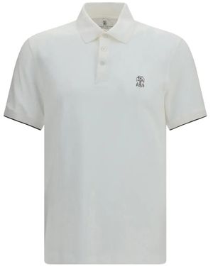 Brunello Cucinelli Logo-Embroidered Polo Shirt - White