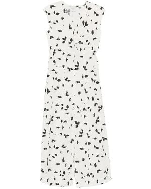 Alysi Vestido Con Hojas Estampadas - Blanco