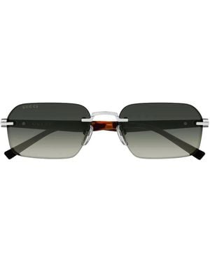 Gucci Interlocking G Rimless Rectabgle-Frame Sunglasses - Green