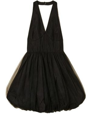 Twinset Halter-Neck Tulle Mini Dress - Black